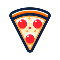 Colorful vector illustration of a pizza slice with toppings on a transparent background