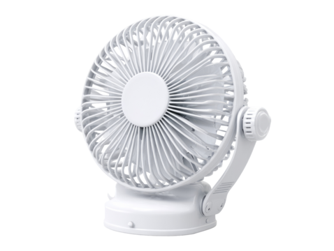 White circular fan, adjustable angle, simple design