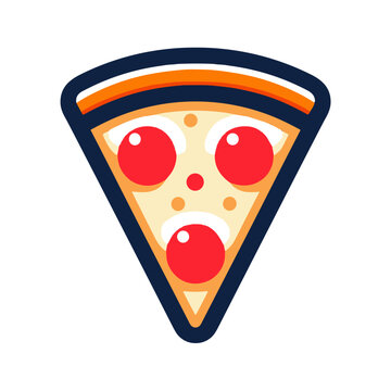Colorful vector illustration of a pizza slice with toppings on a transparent background