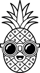 Obraz premium Pineapple wearing sunglasses line art illustration vector design icon graphic