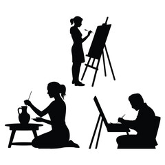 Artists painting pottery easel brush