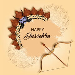 Happy Dussehra Celebration Greeting Card with Bow and Arrow