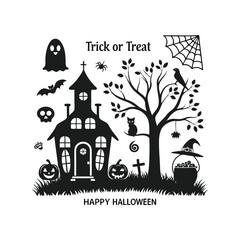 halloween background with haunted house