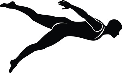 Silhouette of a swimmer in mid stroke