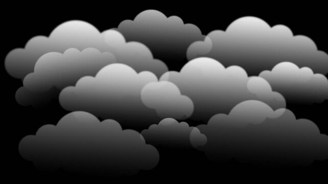 draw several rainbow shine in cloud at night on black screen background
