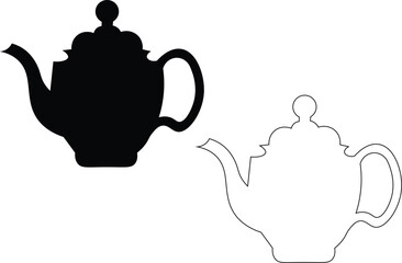 Tea pots, vector silhouette set, Kettle teapot teapot glyph icon TEAPOT SILHOUETTE 