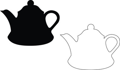 Tea pots, vector silhouette set, Kettle teapot teapot glyph icon TEAPOT SILHOUETTE 