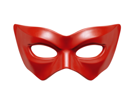 Isolated Crimson Carnival Mask, a symbol of anonymity and theater art in transparent background