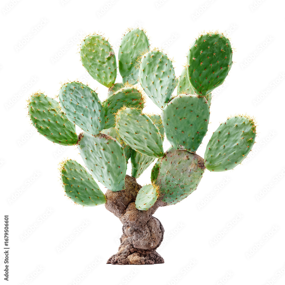 Aufkleber opuntia cactus displaying resilience on isolated transparent setting showcasing botanical details