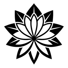 Obraz premium Lotus Geometry Black Silhouette Vector Illustration on White
