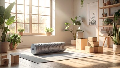 Woman Resting After Workout in Sunlit Living Room