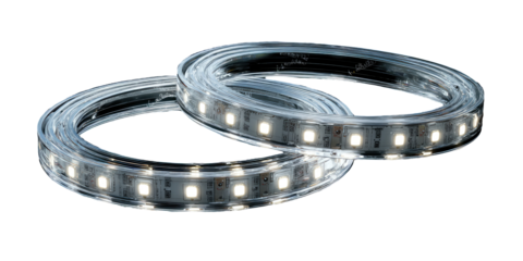 Two loops of flexible white LED strip lights