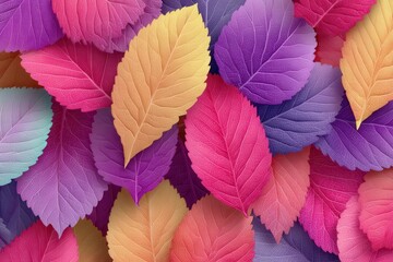 Vibrant multicolored leaves creating a striking and detailed natural composition