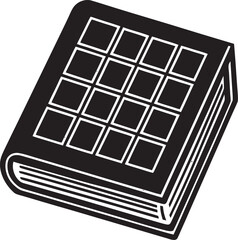 Black book with grid pattern on cover squares