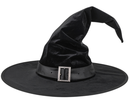 Transparent Background Tilted Witch Hat with Silver Buckle, - Powered by Adobe