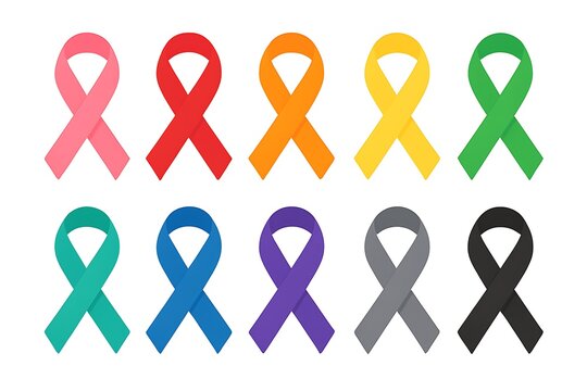 Diverse collection of awareness ribbons representing various causes and support