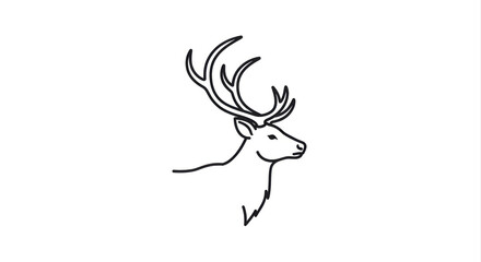 Naklejka premium Line Art Deer Head Illustration