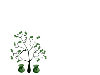 Money tree with dollars and money bags 