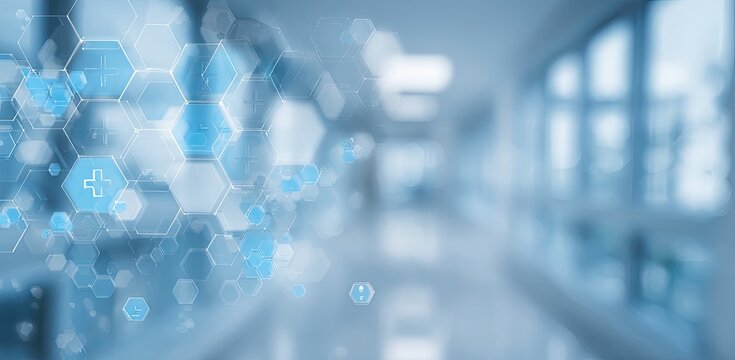 Abstract medical background with hexagonal shapes and blurred interior