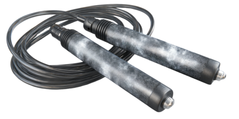 Gray skipping rope with textured handles