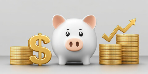 Pension savings plan for retirement finance strategies with piggy banks and coins for future investment growth