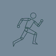 A simplistic illustration of a running figure in motion, showcasing dynamic movement against a solid blue background