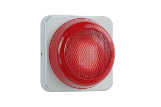 Red emergency button, square white frame