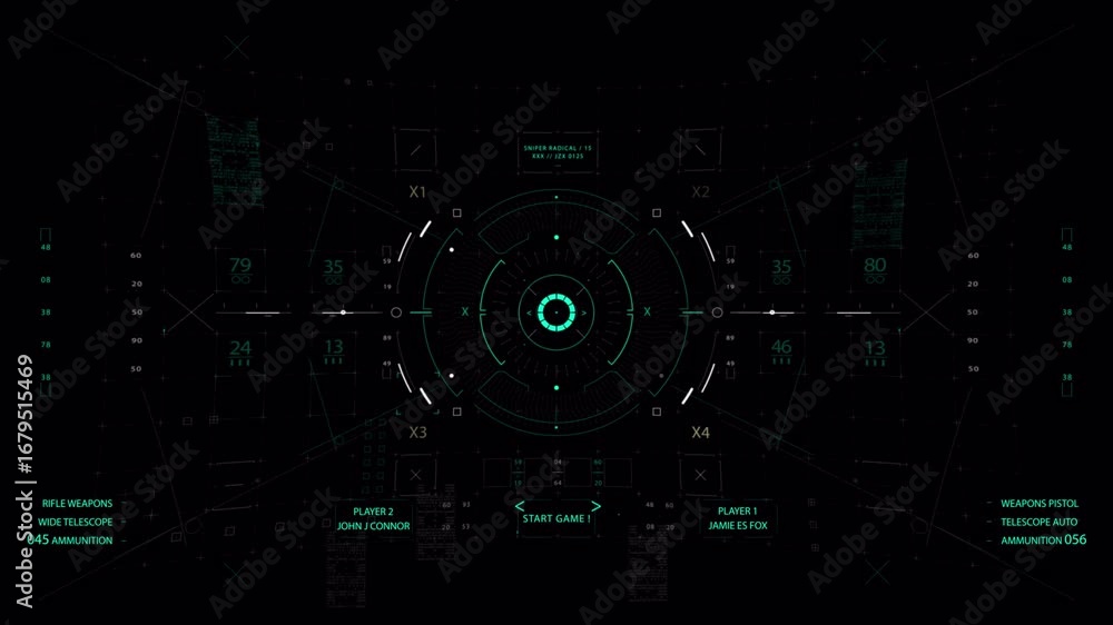 Poster futuristic hud interface: digital display, tech elements, data visualization