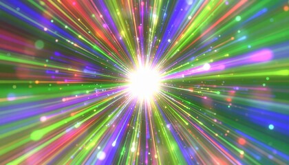 Fototapeta premium Bright Light Explosion with Colorful Starburst Trails 輝く光の爆発とカラフルな光の軌跡