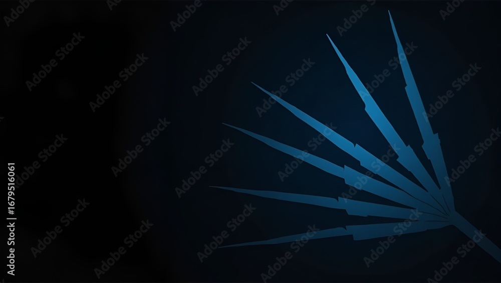 Poster sleek futuristic composition – minimalist dark gradient shifting into deep blue, vertical glass rays