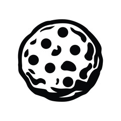 Chocolate Chip Biscuit Icon in Black Silhouette Style Illustration