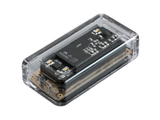 Transparent enclosure housing electronic circuit board with LEDs