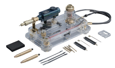 Transparent crafting tool kit with various attachments