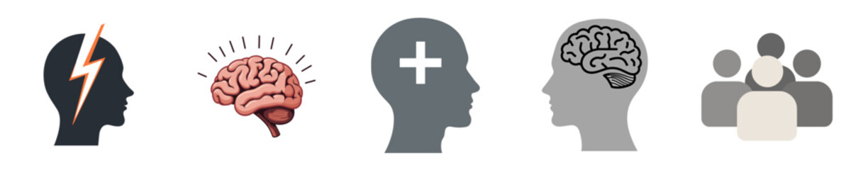 Obraz premium Concept of mental health with brain icons representing emotions 
