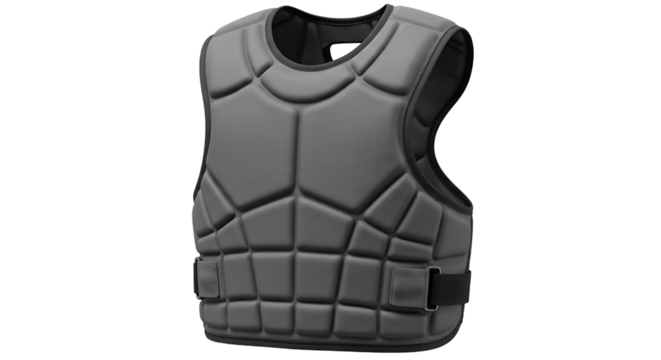 Grey Padded Catcher's Chest Protector Protective Vest Isolated Transparent Background