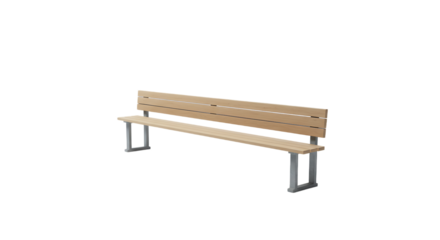 Modern Light Wood and Metal Park Bench for Outdoor Seating Area, Transparent Background