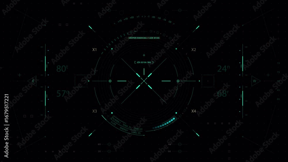 Aufkleber futuristic hud interface: digital targeting system on black background
