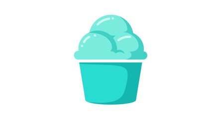 Refreshing mint green soft serve ice cream in a teal blue cup isolated on white background