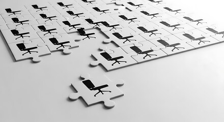 Missing Office Chair Puzzle Represents Vacant Position.