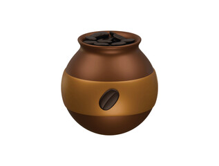 coffee beans pot icon 3d illustration render