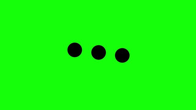 3 dots loading bar animation looping progress Indicator Icon on green background showing minimal motion loading effect.