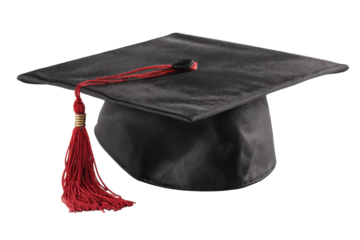 Black Mortarboard Graduation Cap with Red Tassel