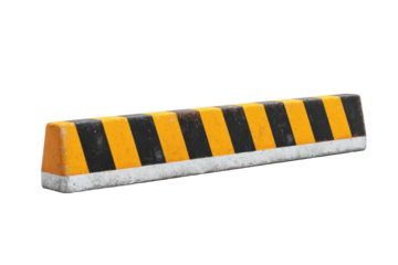 Striped Concrete Parking Curb Wheel Stop on Transparent Background