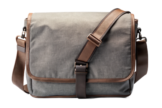 Isolated messenger bag mockup with adjustable strap perfect for casual and professional use transparent background