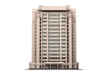 Modern Administrative Office Building on Transparent Background