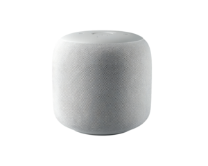 Light gray, rounded, cylindrical speaker