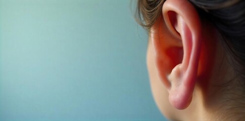 Close-up of a comforting, attentive ear, symbolic of empathy and understanding, ready to listen without judgment Perfect for therapy, counseling, and support related content , relaxed, listening ear