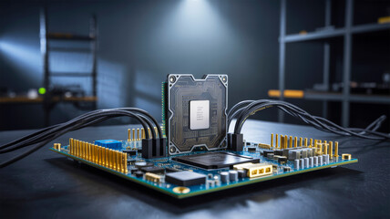 close up of a computer motherboard