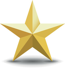 Gold star. Golden Christmas star isolated on white background. Nice illustration of a 3d look Gold star on white background. Star vector collection.