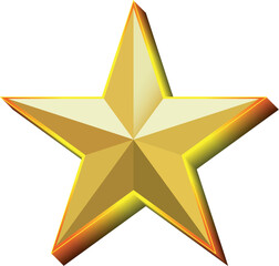 Gold star. Golden Christmas star isolated on white background. Nice illustration of a 3d look Gold star on white background. Star vector collection.